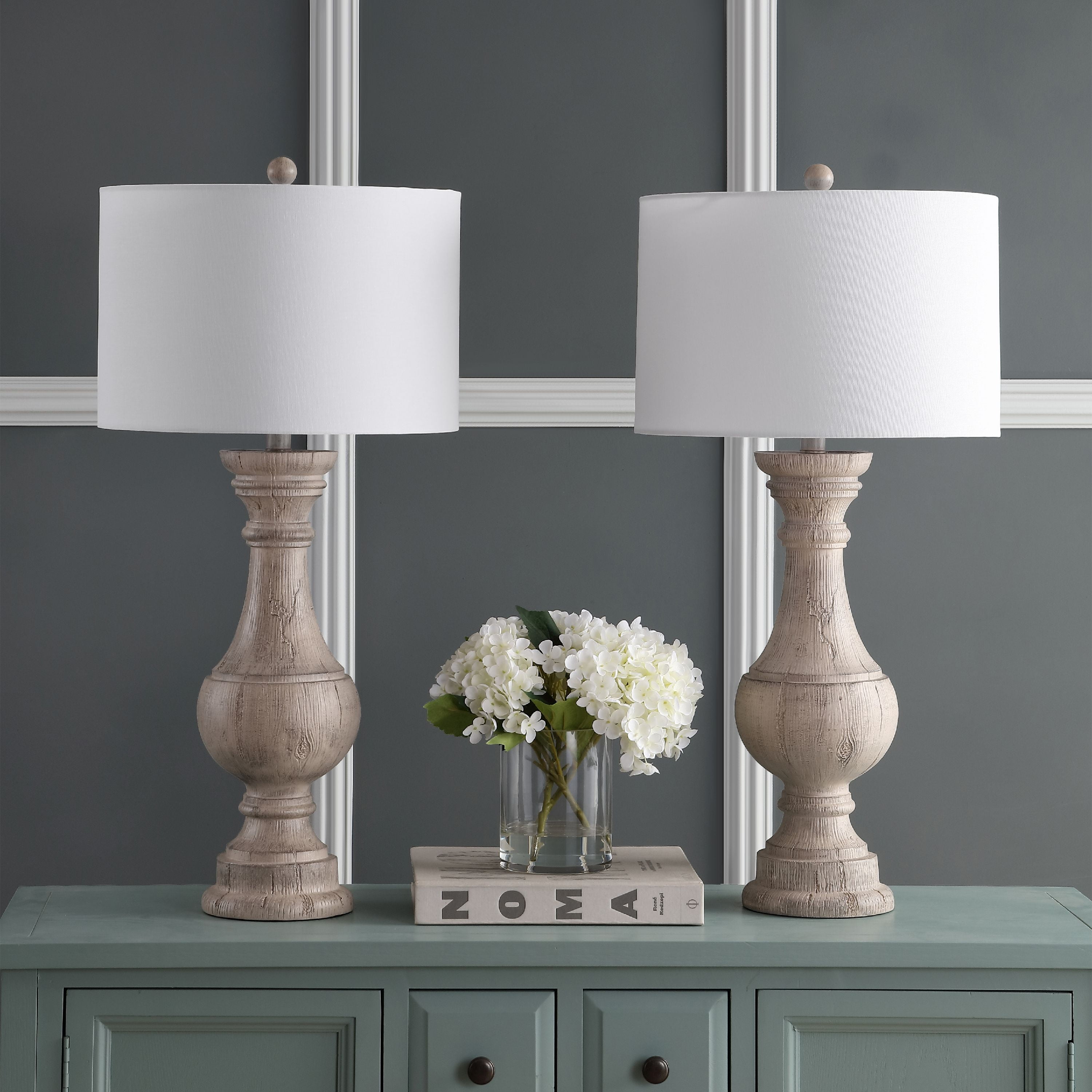 Savion 31.25" White Wash Polyresin Table Lamp Set