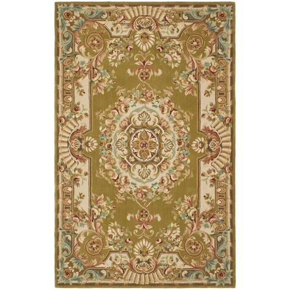 SAFAVIEH Savonnerie Alden Floral Bordered Wool Area Rug, Brown/Ivory, 5' x 8'