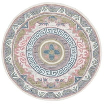 SAFAVIEH Savonnerie Angelle Oriental Area Rug, Ivory/Beige, 6' x 6' Round