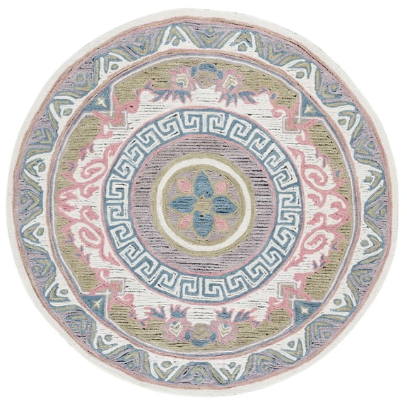 SAFAVIEH Savonnerie Angelle Oriental Area Rug, Ivory/Beige, 6' x 6' Round