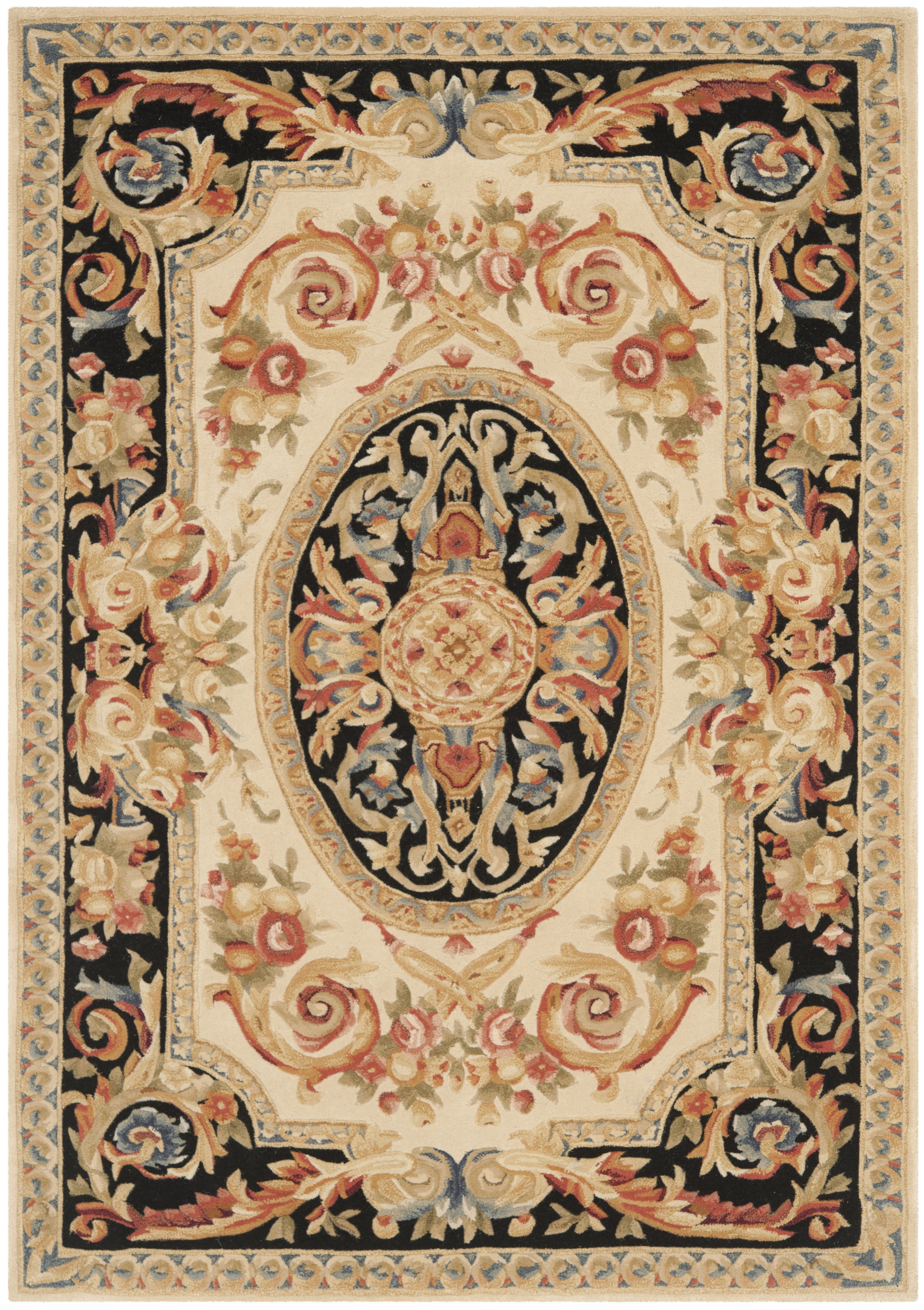 Elegant Ivory Wool Hand-Tufted Round Area Rug, 3' x 5'