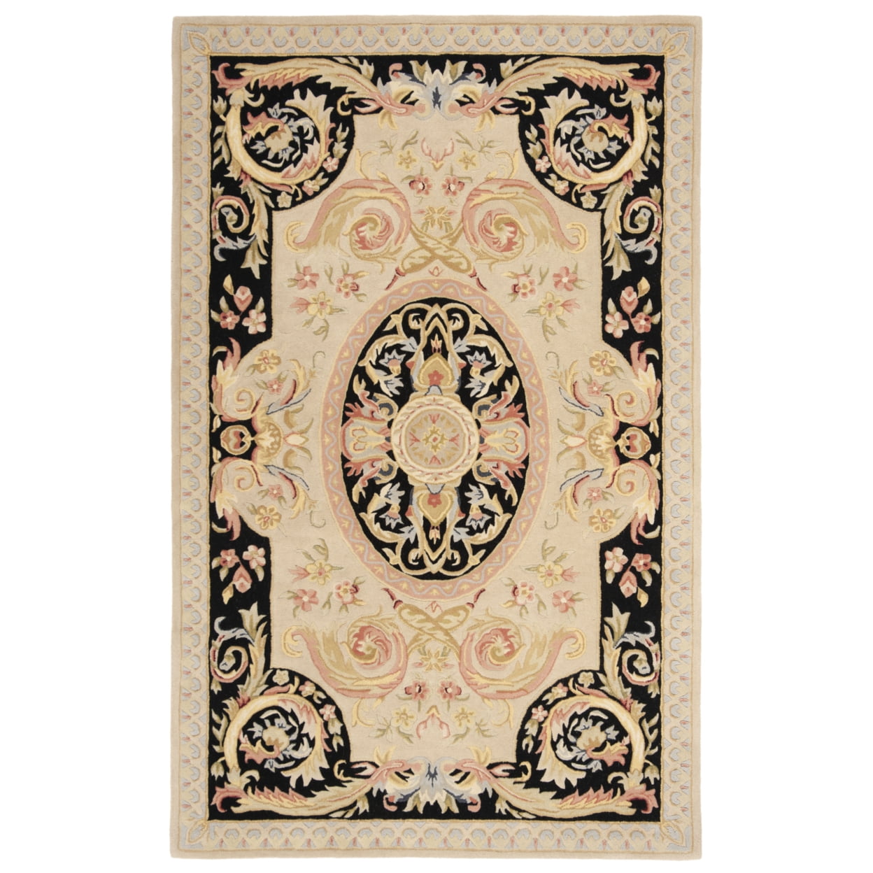 Savonnerie SAV206 Hand Tufted Area Rug - Ivory/Gold - 5'x8' - Safavieh.
