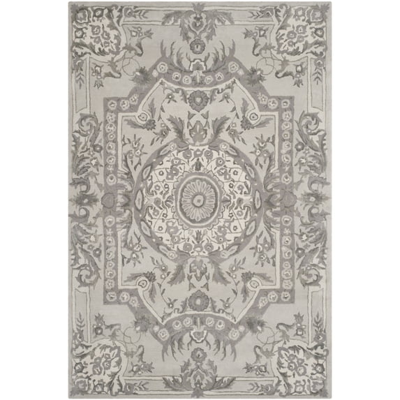 SAFAVIEH Savonnerie Laverne Bordered Area Rug, Smoke, 4' x 6'