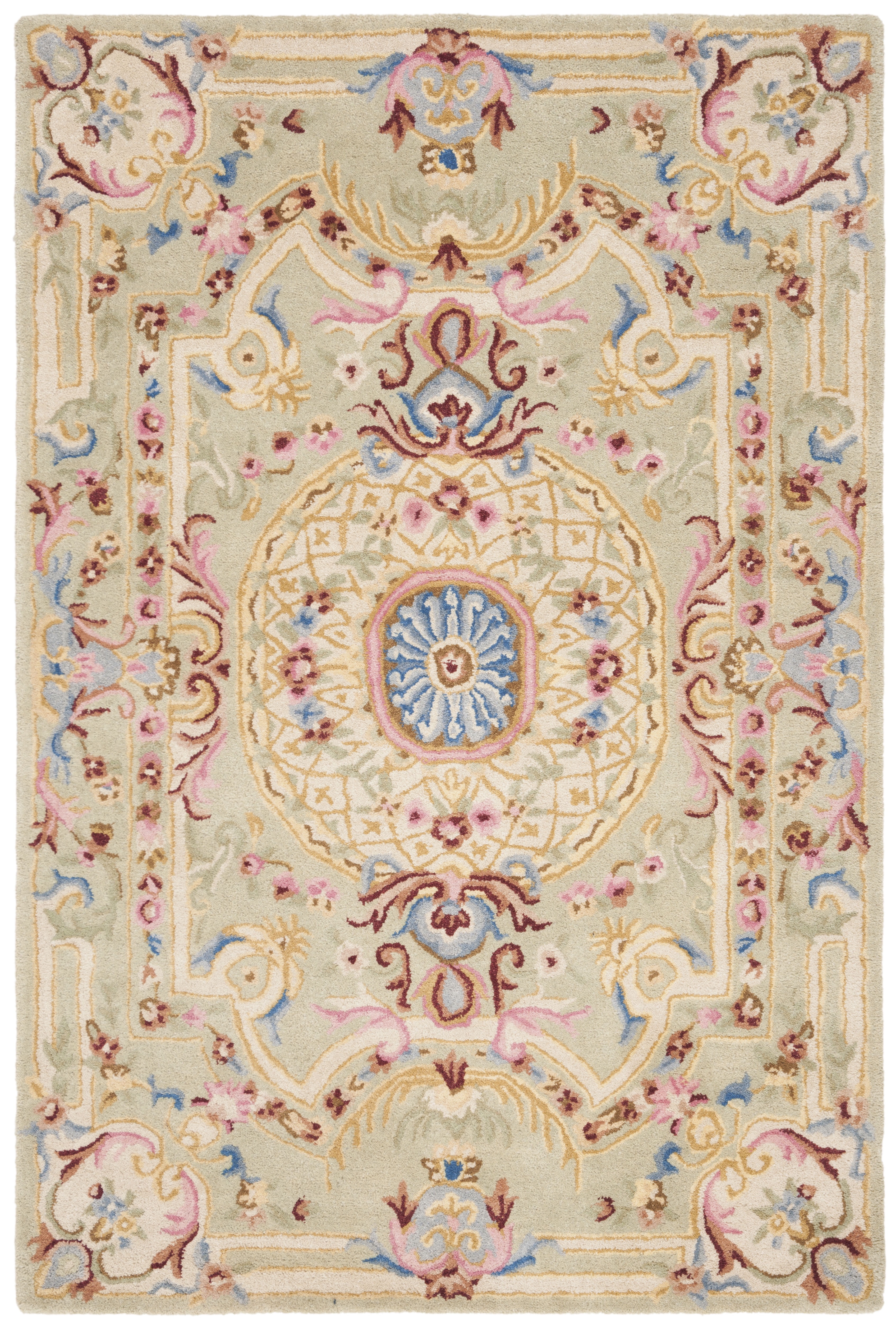 Handmade Sage and Blue Wool Tufted Round Rug