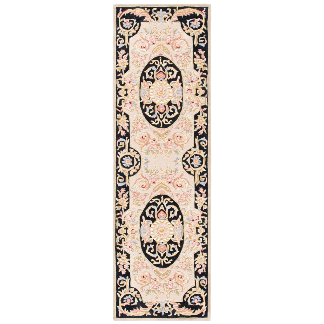 Ivory and Gold Hand-Tufted Wool Runner Rug, 2'6" x 8'