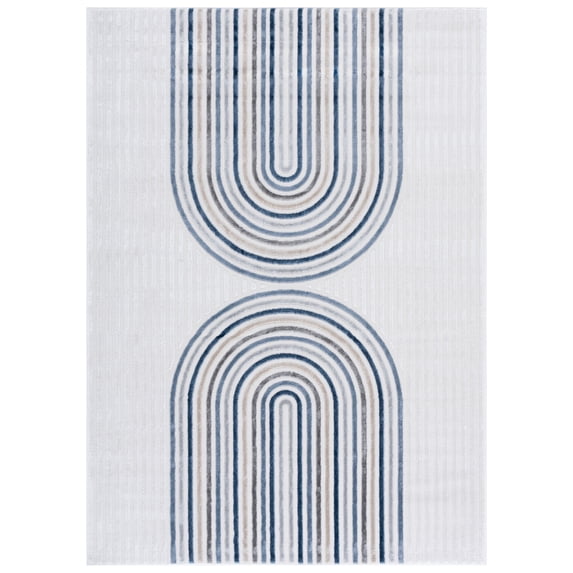 SAFAVIEH Saylor Elisaveta Geometric Area Rug, Ivory/Blue Gray, 5'5" x 7'7"