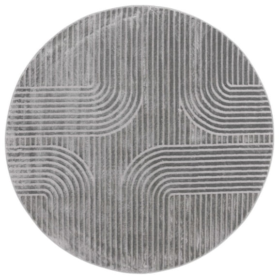 SAFAVIEH Saylor Herleva Geometric Area Rug, Grey, 6'3" x 6'3" Round