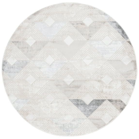 SAFAVIEH Saylor Kajus Geometric Area Rug, Grey/Dark Grey, 6'3" x 6'3" Round