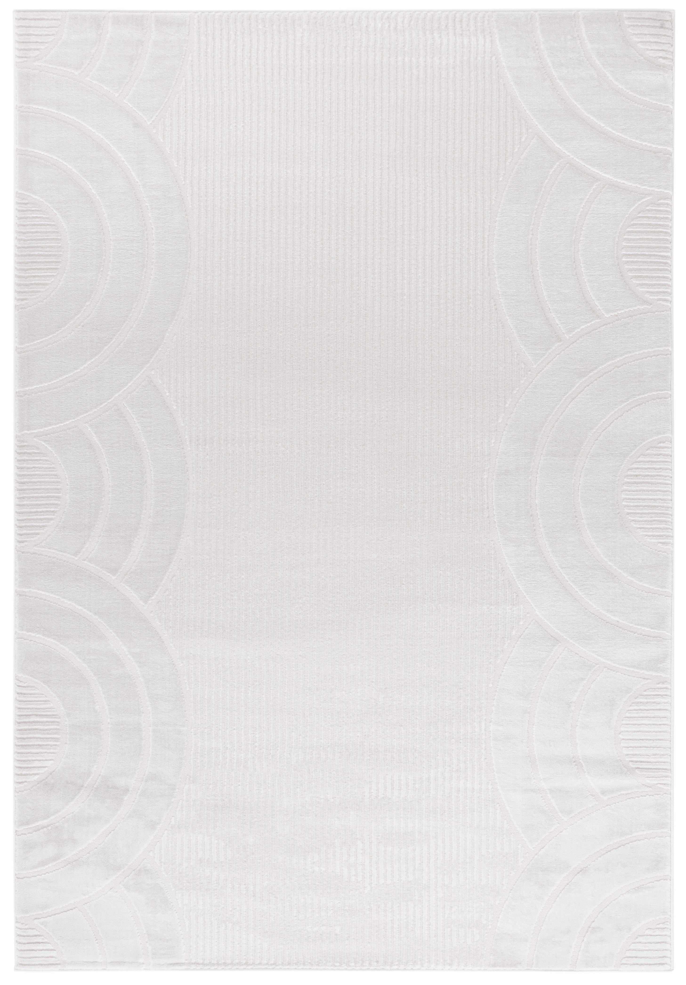 Ivory Geometric Hand-Knotted Synthetic 5' x 7' Area Rug