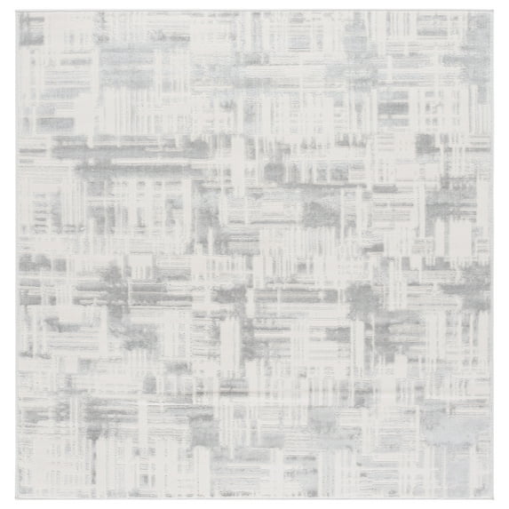SAFAVIEH Saylor Tryik Geometric Area Rug, Ivory/Dark Gray, 6'3" x 6'3" Square