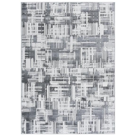 SAFAVIEH Saylor Tryik Geometric Area Rug, Ivory/Dark Gray, 8' x 10'