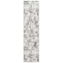 SAFAVIEH Saylor Tryik Geometric Runner Rug, Ivory/Dark Gray, 2' x 8'