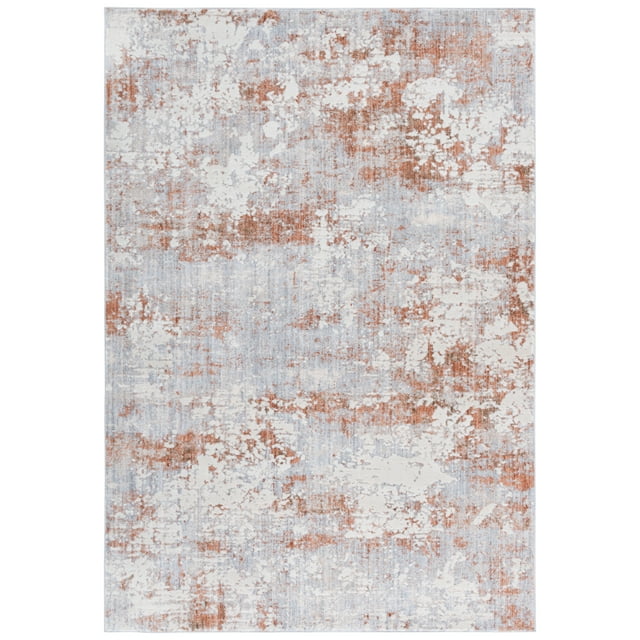 SAFAVIEH Scarlett Ivonette Distressed Area Rug, Light Grey/Ivory Rust, 9' x 12'