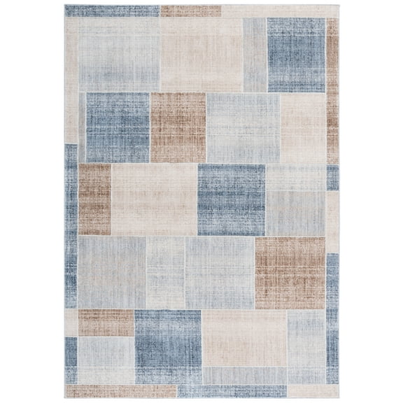SAFAVIEH Scarlett Ramona Geometric Area Rug, Beige/Blue Brown, 4' x 6'