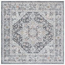 SAFAVIEH Scarlett Vermont Medallion Area Rug, Dark Grey/Ivory Rust, 6'7" x 6'7" Square