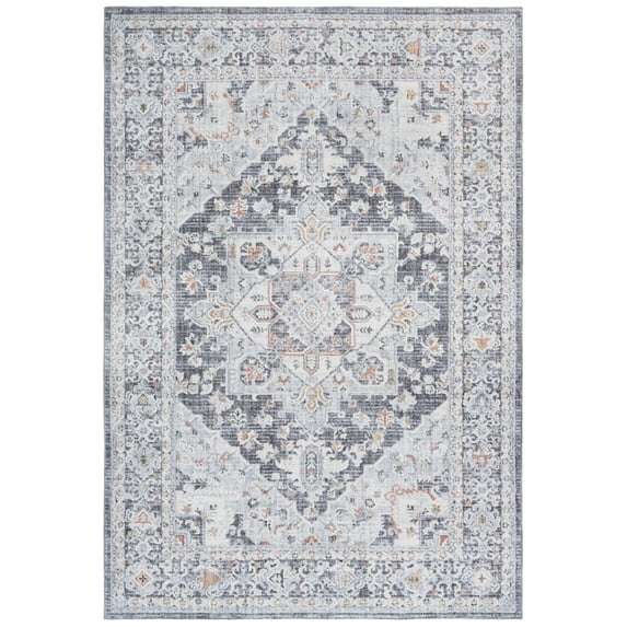 SAFAVIEH Scarlett Vermont Medallion Area Rug, Dark Grey/Ivory Rust, 8' x 10'