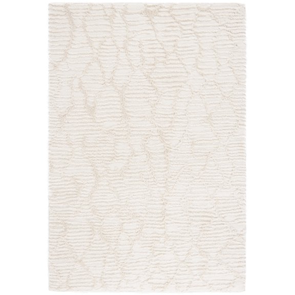 SAFAVIEH Seattle Adalyn Abstract Shag Area Rug, Ivory, 8' x 10'