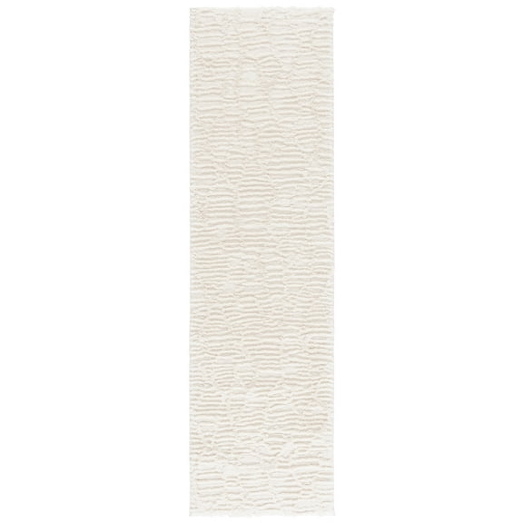 SAFAVIEH Seattle Adalyn Abstract Shag Runner Rug, Ivory, 2'3" x 8'