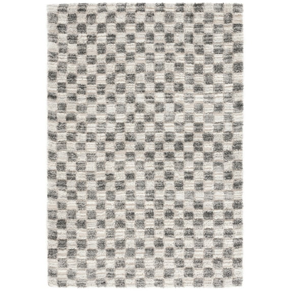 SAFAVIEH Seattle Dallas Geometric Shag Area Rug, Ivory/Grey, 8' x 10'