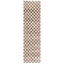 SAFAVIEH Seattle Dallas Geometric Shag Runner Rug, Ivory/Brown, 2'3" x 8'