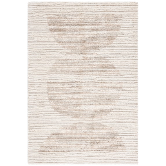 SAFAVIEH Seattle Elinor Abstract Shag Area Rug, Ivory/Beige, 5'3" x 7'6"