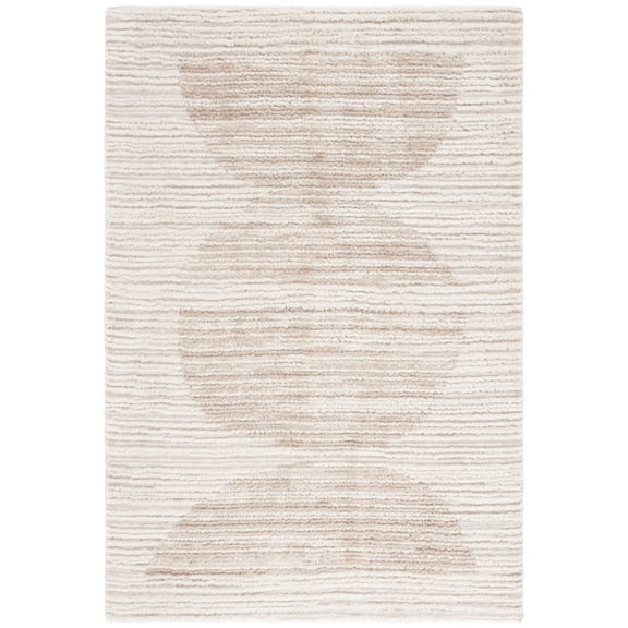 SAFAVIEH Seattle Elinor Abstract Shag Area Rug, Ivory/Beige, 9' x 12'