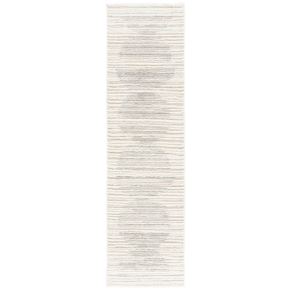 SAFAVIEH Seattle Elinor Abstract Shag Runner Rug, Ivory/Grey, 2'3" x 8'