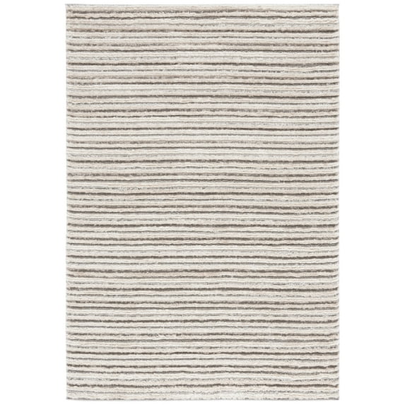 SAFAVIEH Seattle Maynerd Striped Shag Area Rug, Grey/Beige, 5'3" x 7'6"