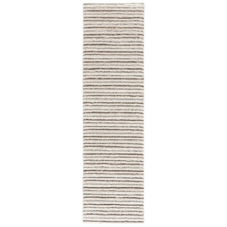 SAFAVIEH Seattle Maynerd Striped Shag Runner Rug, Grey/Beige, 2'3" x 8'