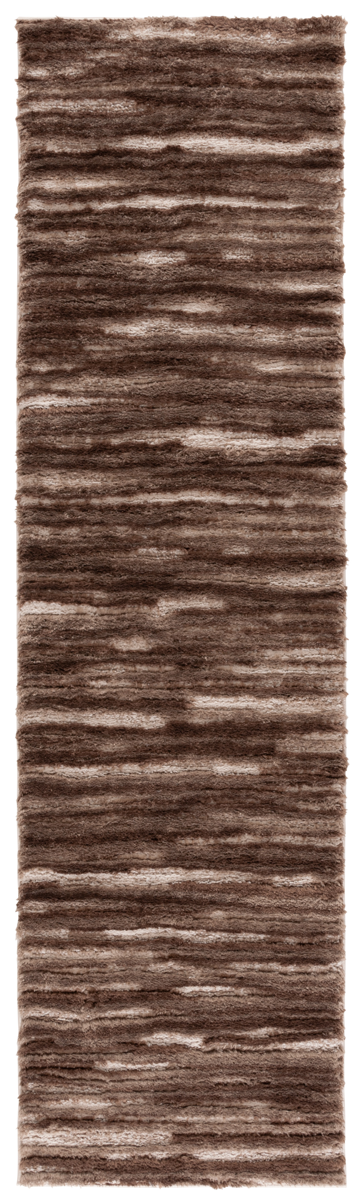 SAFAVIEH Seattle Pavel Abstract Shag Runner Rug, Brown/Ivory, 2'3" x 8'