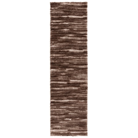 SAFAVIEH Seattle Pavel Abstract Shag Runner Rug, Brown/Ivory, 2'3" x 8'