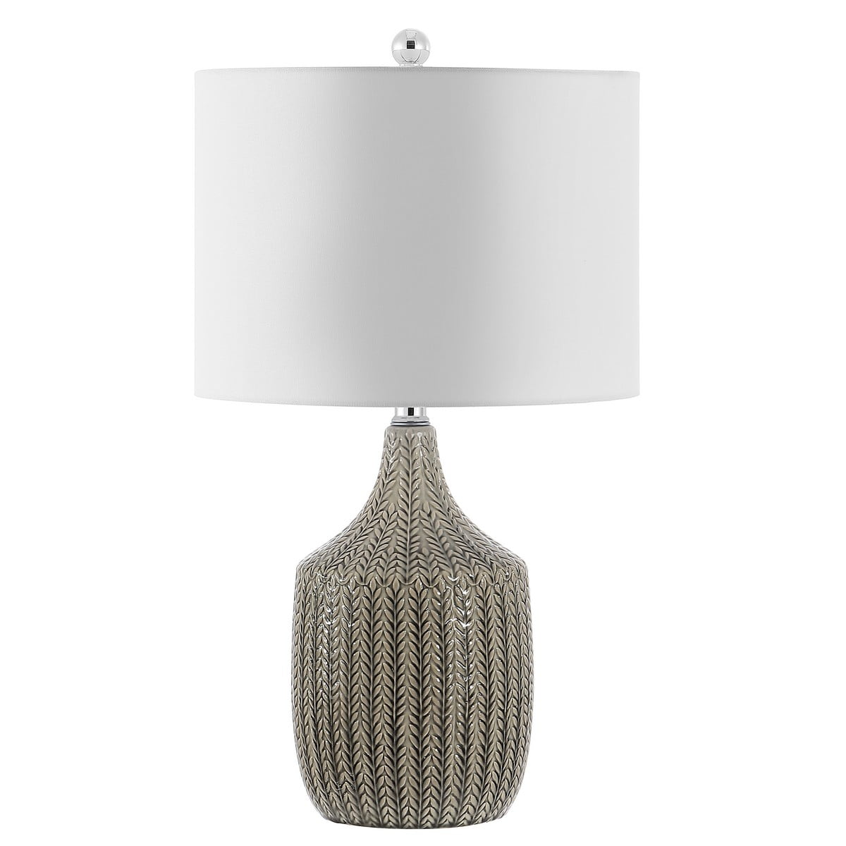Secia Grey Ceramic Table Lamp with White Drum Shade