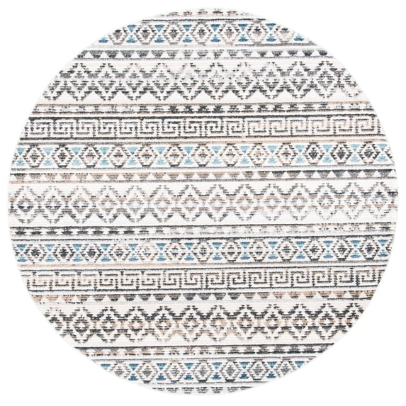 SAFAVIEH Sedona Brendanus Southwestern Area Rug, Ivory/Grey, 4' x 4' Round