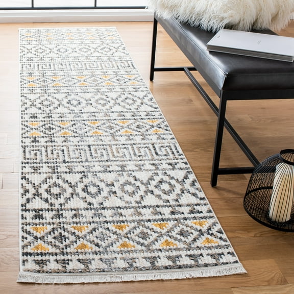 SAFAVIEH Sedona Brendanus Southwestern Runner Rug, Ivory/Charcoal, 2' x 8'