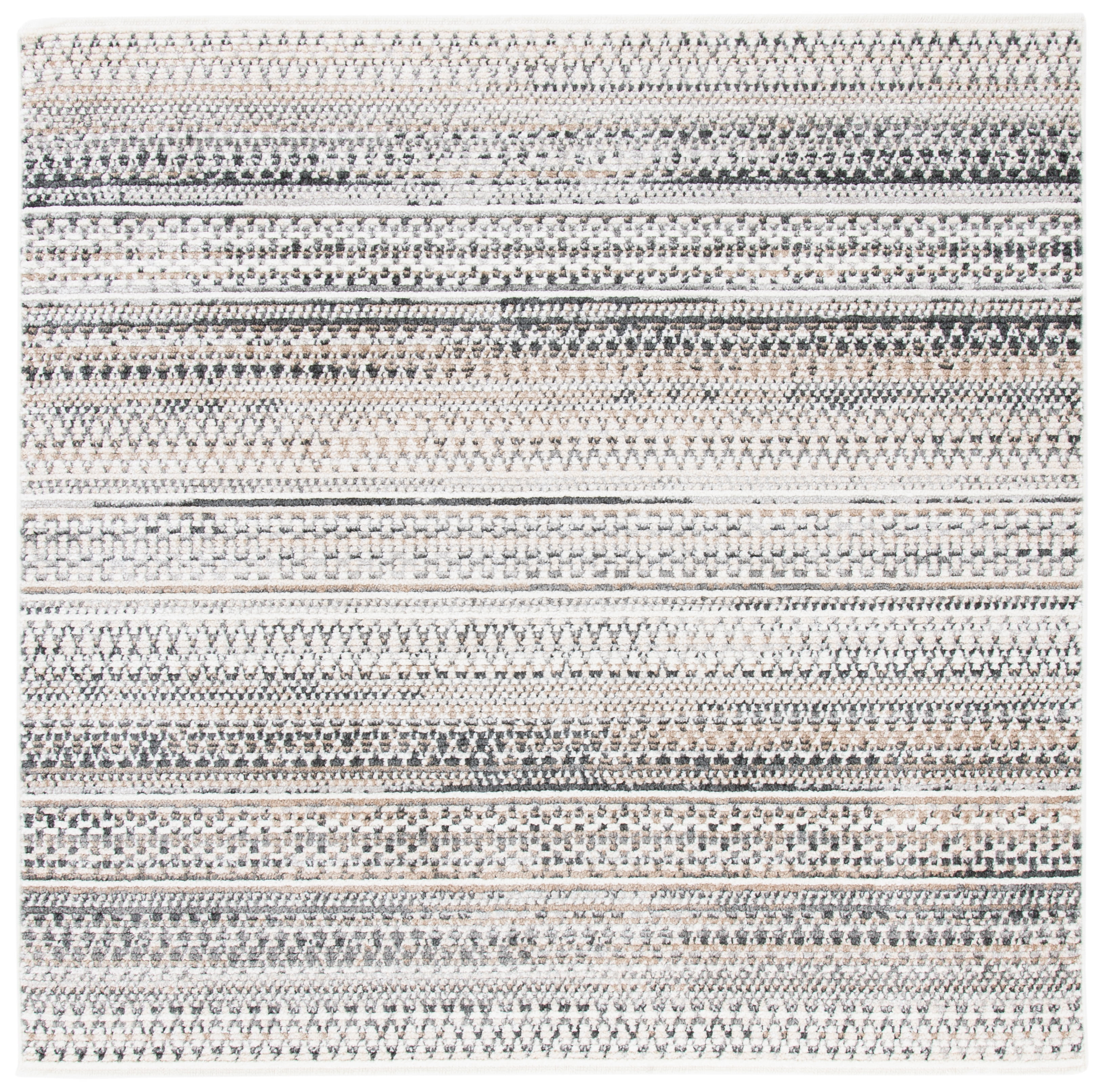 Sedona Ivory and Gray 4' Square Synthetic Area Rug