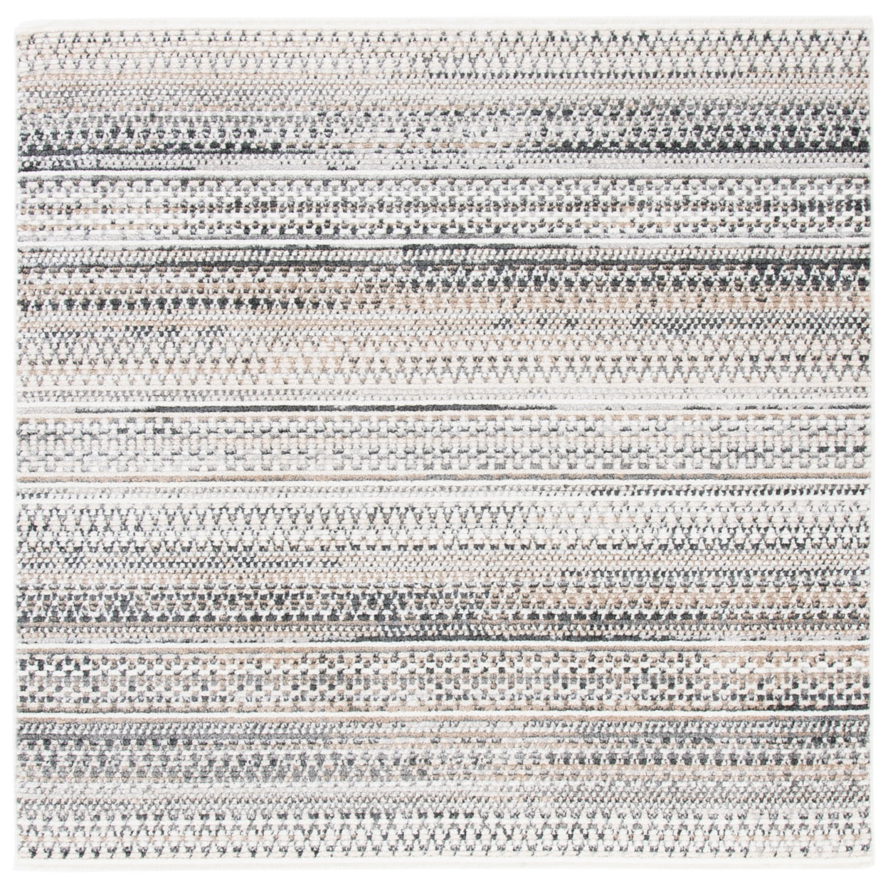 Sedona Ivory and Gray 4' Square Synthetic Area Rug