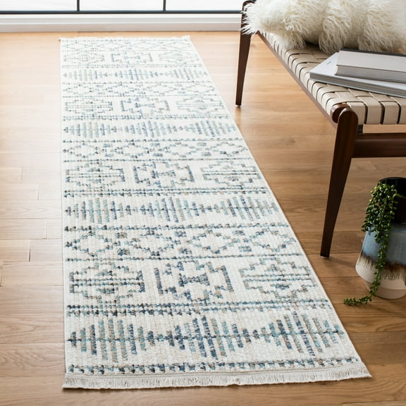SAFAVIEH Sedona Josephina Southwestern Runner Rug, Ivory/Blue, 2'4" x 9'