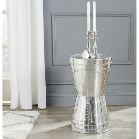 SAFAVIEH Sedona Solid Round Metal Art Table Stool, Silver