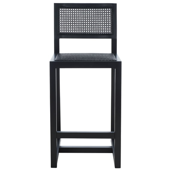 SAFAVIEH Seika Square Mid Back Counter Stool, Black