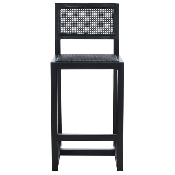 SAFAVIEH Seika Square Mid Back Counter Stool, Black