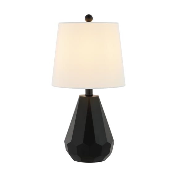 SAFAVIEH Seira 20 in. Glam Black Resin Table Lamp with White 100% Cotton Shade