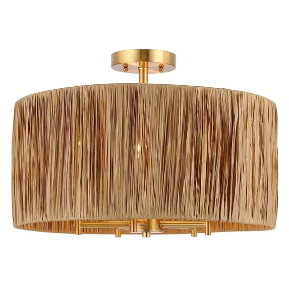 SAFAVIEH Selah 20 in. Modern 5-Light Natural Paper Mount Light with Natural Paper Shade