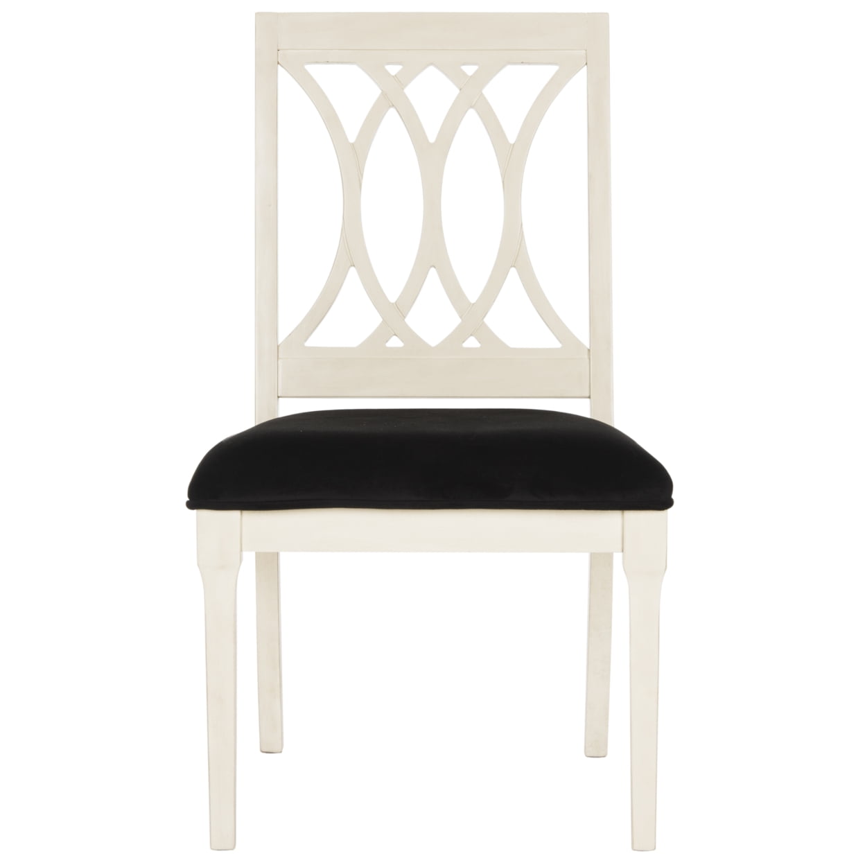 Mayfair Elegance 22" Black Velvet and White Wood Side Chair (Set of 2)
