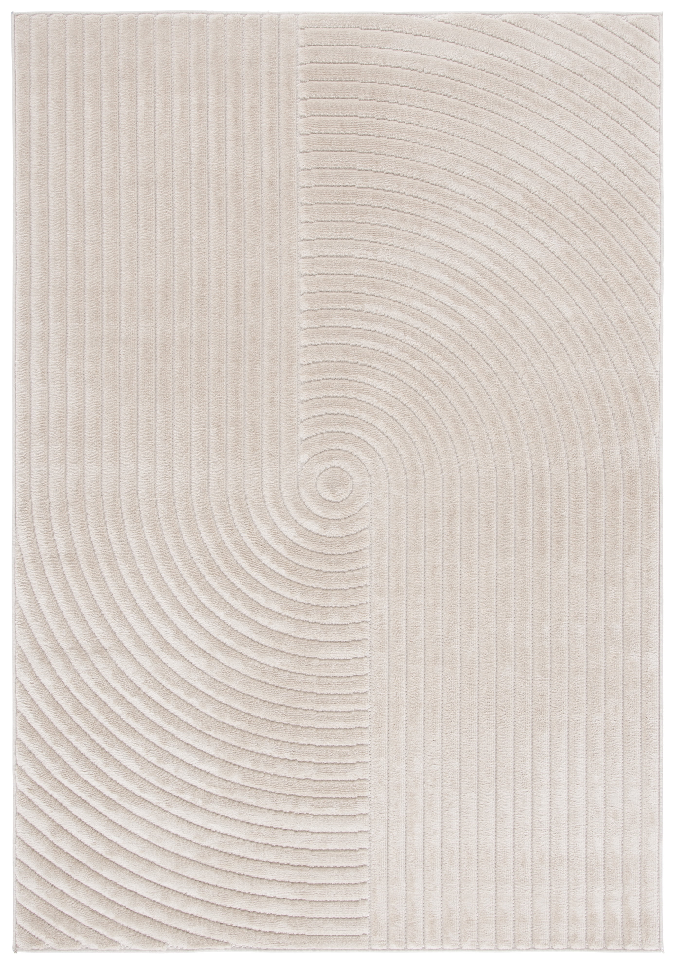 Beige Geometric 8' x 10' Synthetic Easy Care Area Rug