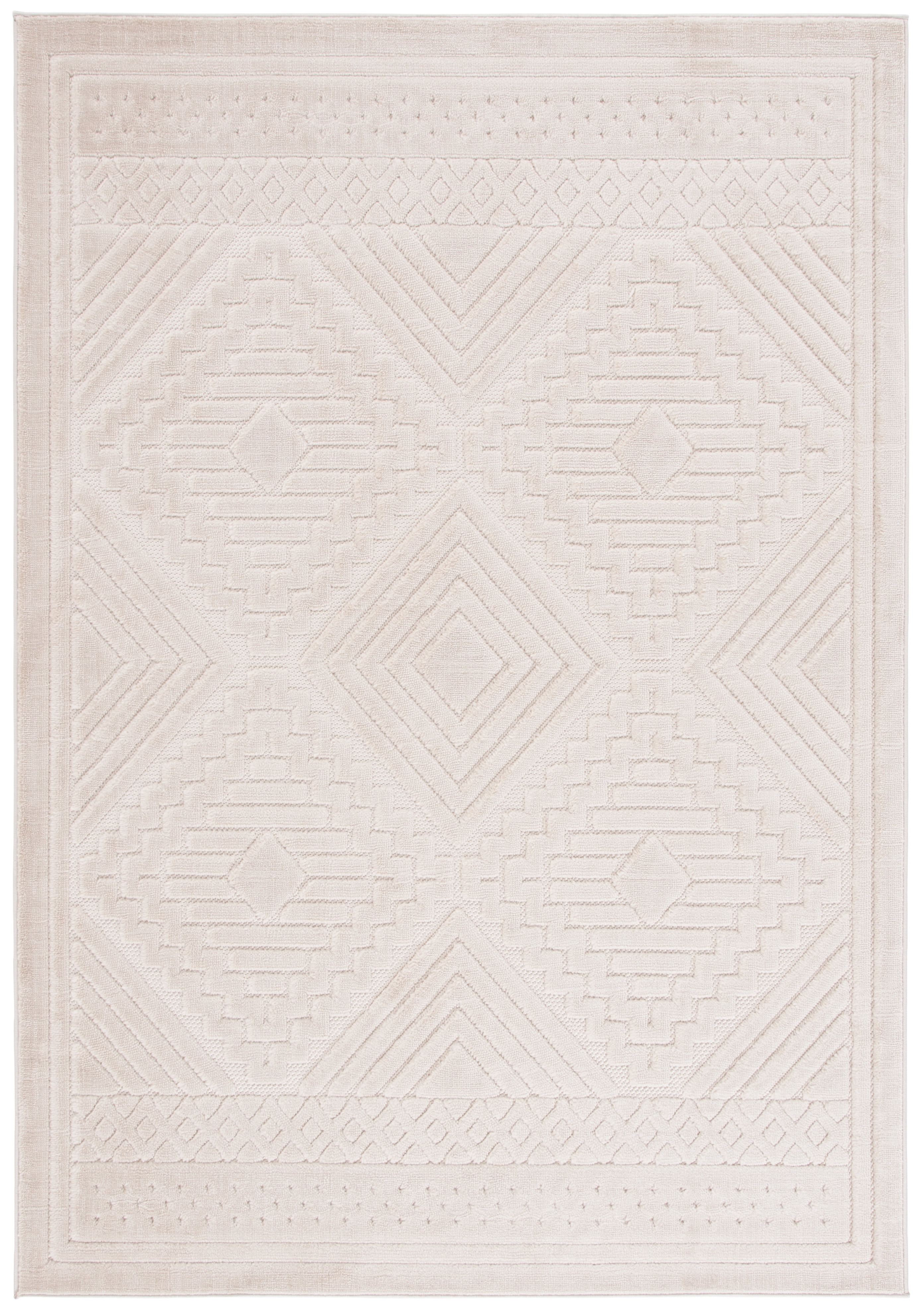 Selena Beige Geometric 4' x 6' Synthetic Area Rug