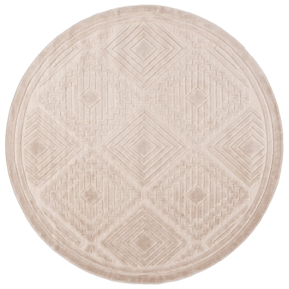 SAFAVIEH Selena Deitra Geometric Area Rug, Beige, 6'7" x 6'7" Round