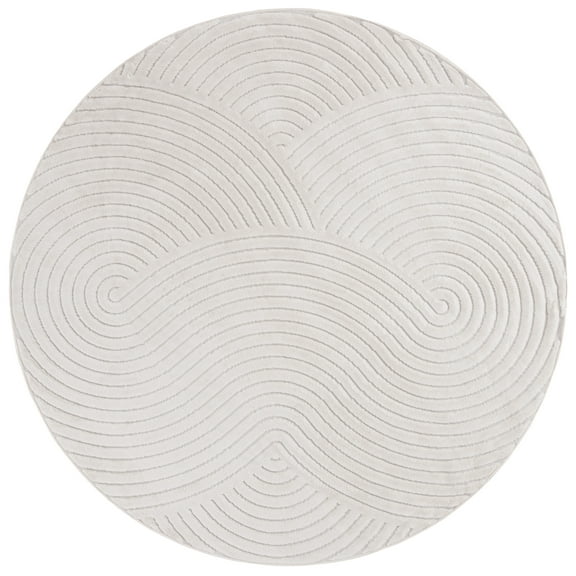 SAFAVIEH Selena Devyn Abstract Checkered Area Rug, Ivory, 6'7" x 6'7" Round