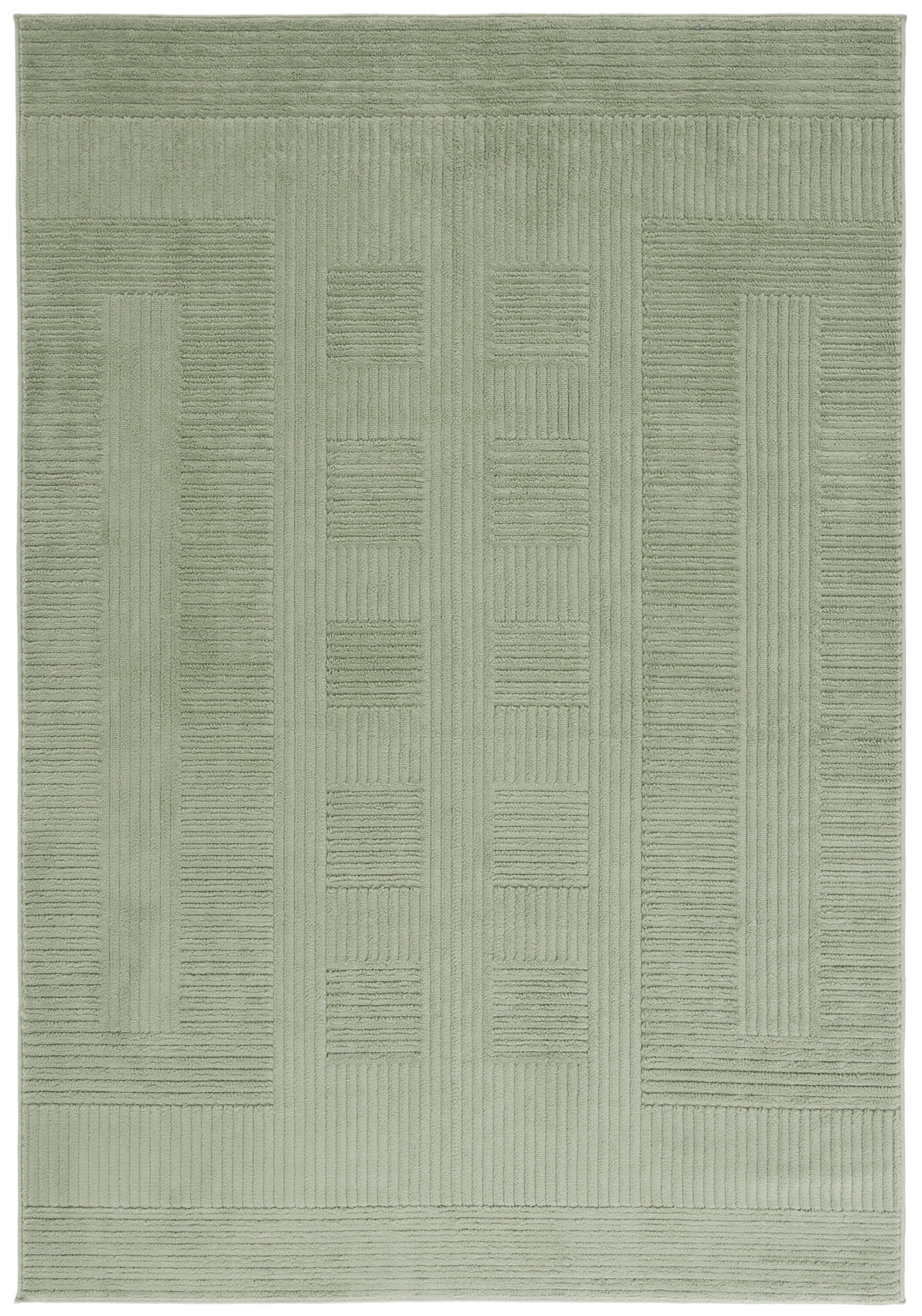 Hand-knotted Green Geometric Synthetic Square Area Rug