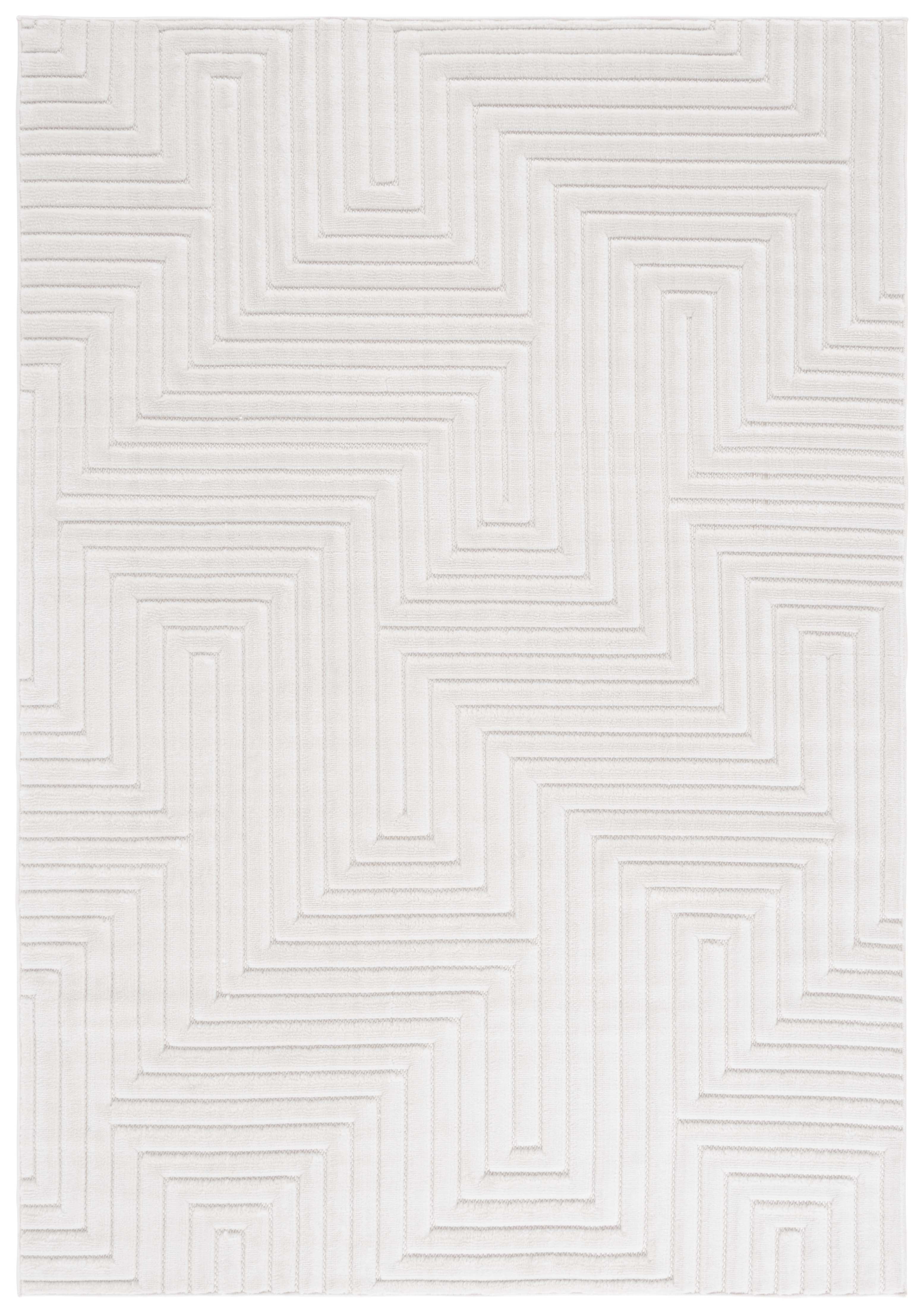 Ivory Geometric Synthetic Rectangular Area Rug 5'3" x 7'6"