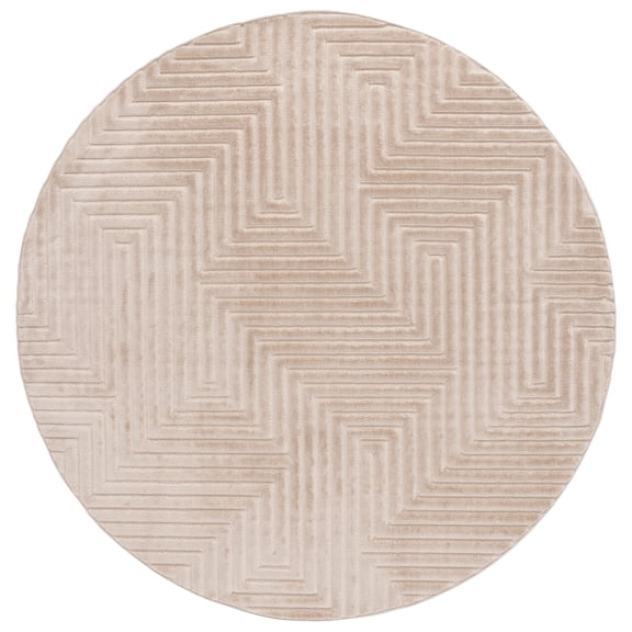 SAFAVIEH Selena Oakley Geometric Maze Area Rug, Beige, 6'7" x 6'7" Round